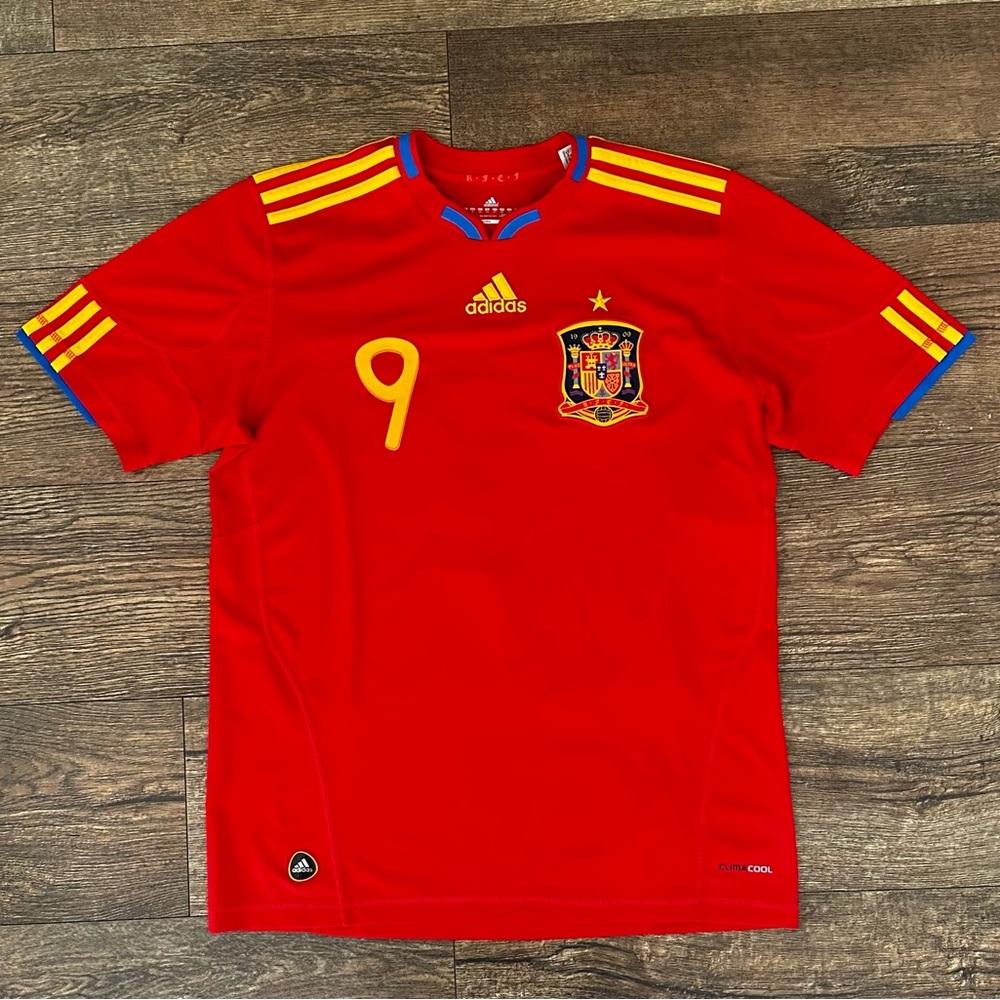 Spain 2009/2010 Home Football Shirt Torres #9 Adidas Short Sleeve Boys XL